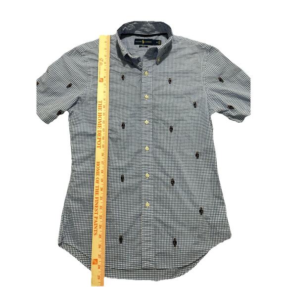 Polo Ralph Lauren Men’s M Button Down Bear All Over Print Gingham Slim Fit - Picture 3 of 9